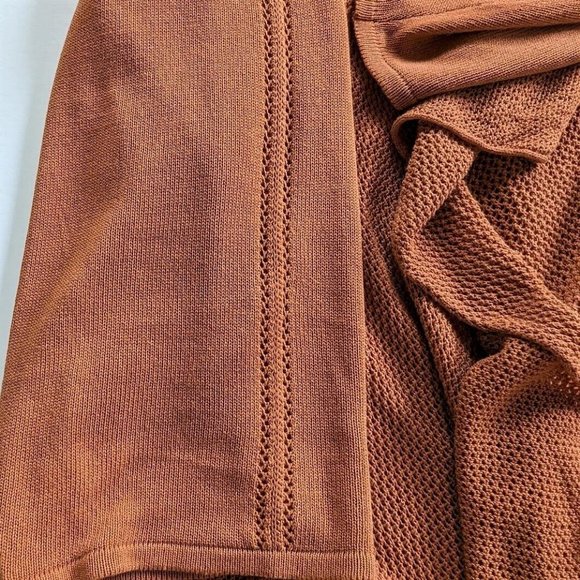 Emaline Woman Waterfall Sweater Rust Orange Lightweight Asymmetrical Cardigan 1X - Picture 3 of 7